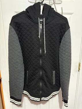 Tony Hawk Quilted Bomber Jacket in Black and Gray